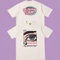 Gallery Dept. Crying Eye "My batteries died" Short Sleeve T-Shirt - Cream