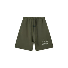 Fog Essentials Olive Green Utility-Inspired Sweat Shorts – Relaxed Everyday Fit