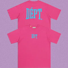 Gallery Dept. Arch Logo Short Sleeve T-Shirt - Pink/Cyan