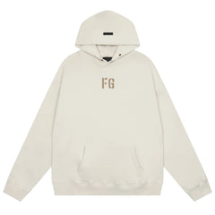 Fog Essentials Off‑White Minimal FG Embroidered Oversized Pullover Hoodie