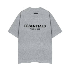 Fog Essentials Grey Oversized Logo Print Short‑Sleeve T‑Shirt Daily Street‑Style Top