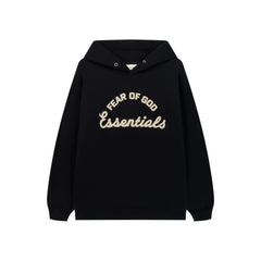 Fog Essentials Contrast Cream Logo Black Oversized Pullover Hoodie