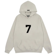 Fog Essentials Off‑White Large Black Number 7 Graphic Oversized Pullover Hoodie