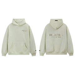 Fog Essentials Light Green Fleece‑Lined Oversized Pullover Hoodie Chest Logo