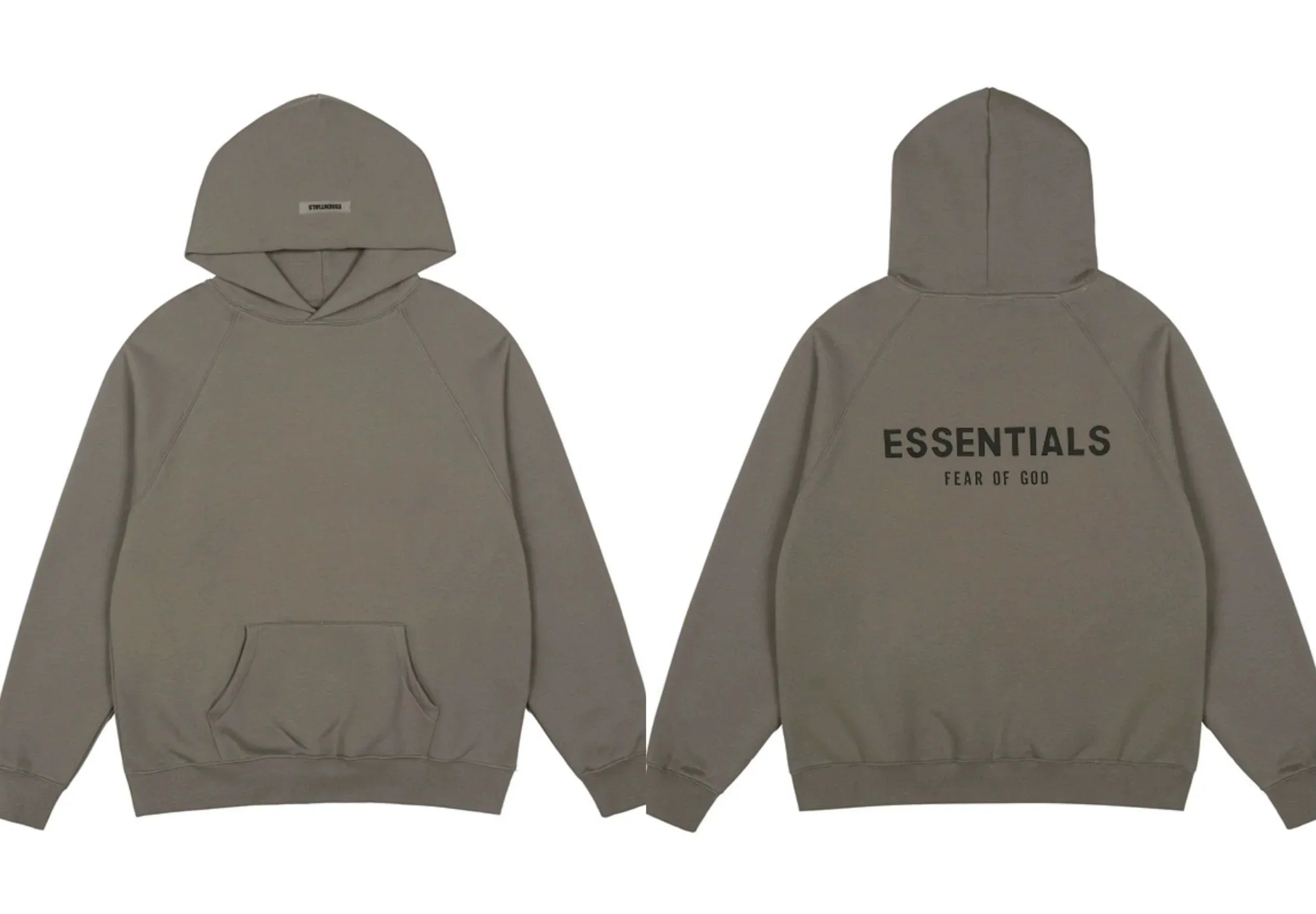 Fog Essentials Taupe‑Brown Oversized Hoodie Double‑Sided Logo
