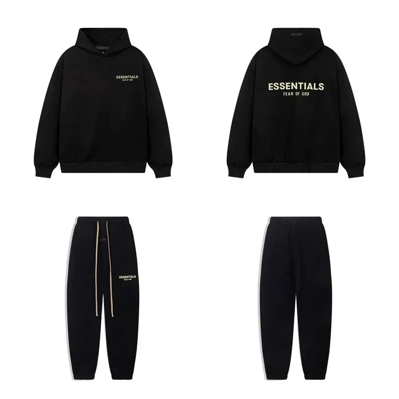 Fog Essentials Gold Letter Print Oversized Hoodie & Sweatpants Two‑Piece Set
