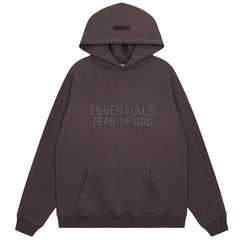 Fog Essentials Dark‑Brown Oversized Hoodie Tonal “ESSENTIALS FEAR OF GOD” Chest Print