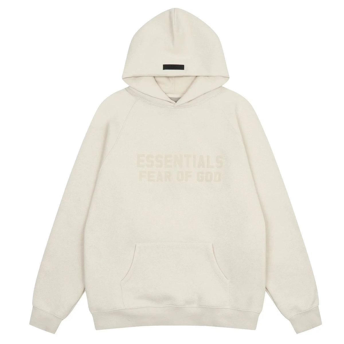 Fog Essentials Cream‑White Oversized Hoodie T‑Tone Chest Logo