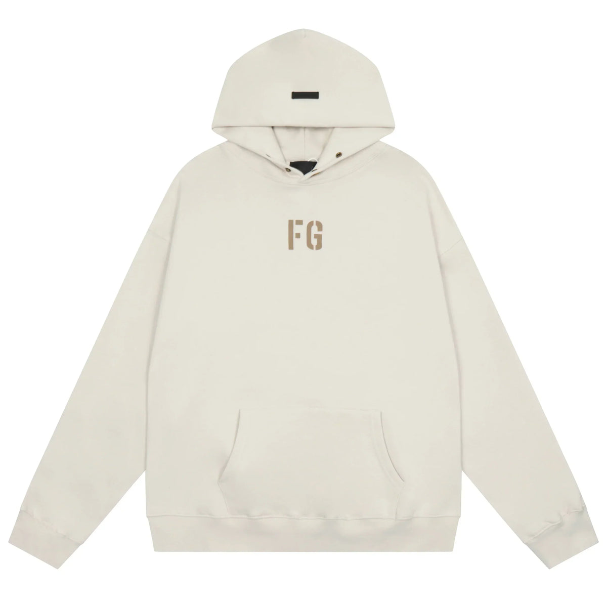 Fog Essentials Off‑White Minimal FG Embroidered Oversized Pullover Hoodie