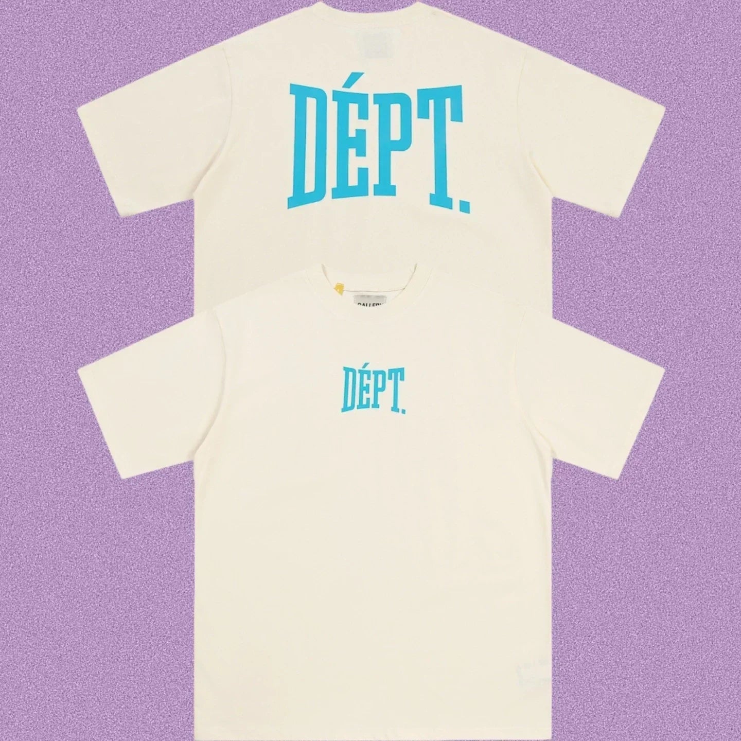 Gallery Dept. Arch Logo Short Sleeve T-Shirt - Cream/Cyan