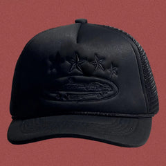 Cortiez Trucker Hat with Tonal Stars and Cruise Ship Graphic