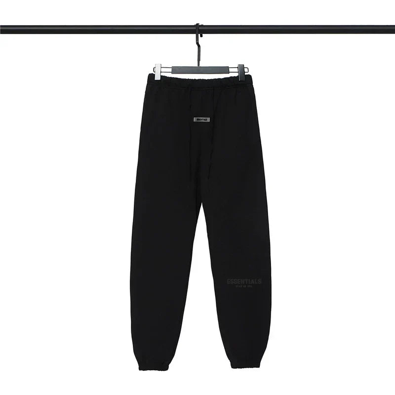 Fog Essentials Black Signature Joggers – Dark Relaxed Fit Hip-Hop Street Style