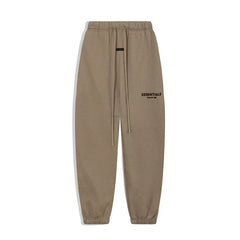 Fog Essentials Black‑Print Khaki Earth‑Tone Loose‑Fit Tapered Jogger Sweatpants