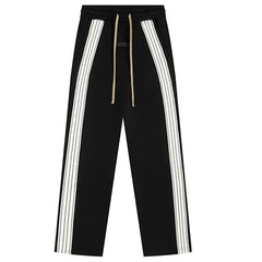 Fog Essentials Black Side‑Stripe Straight‑Leg Streetwear Sweatpants Casual Trousers
