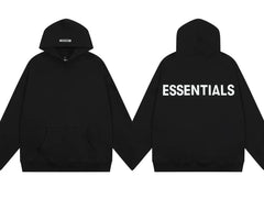 Fog Essentials Black Oversized Hoodie With Bold White ESSENTIALS Chest Logo