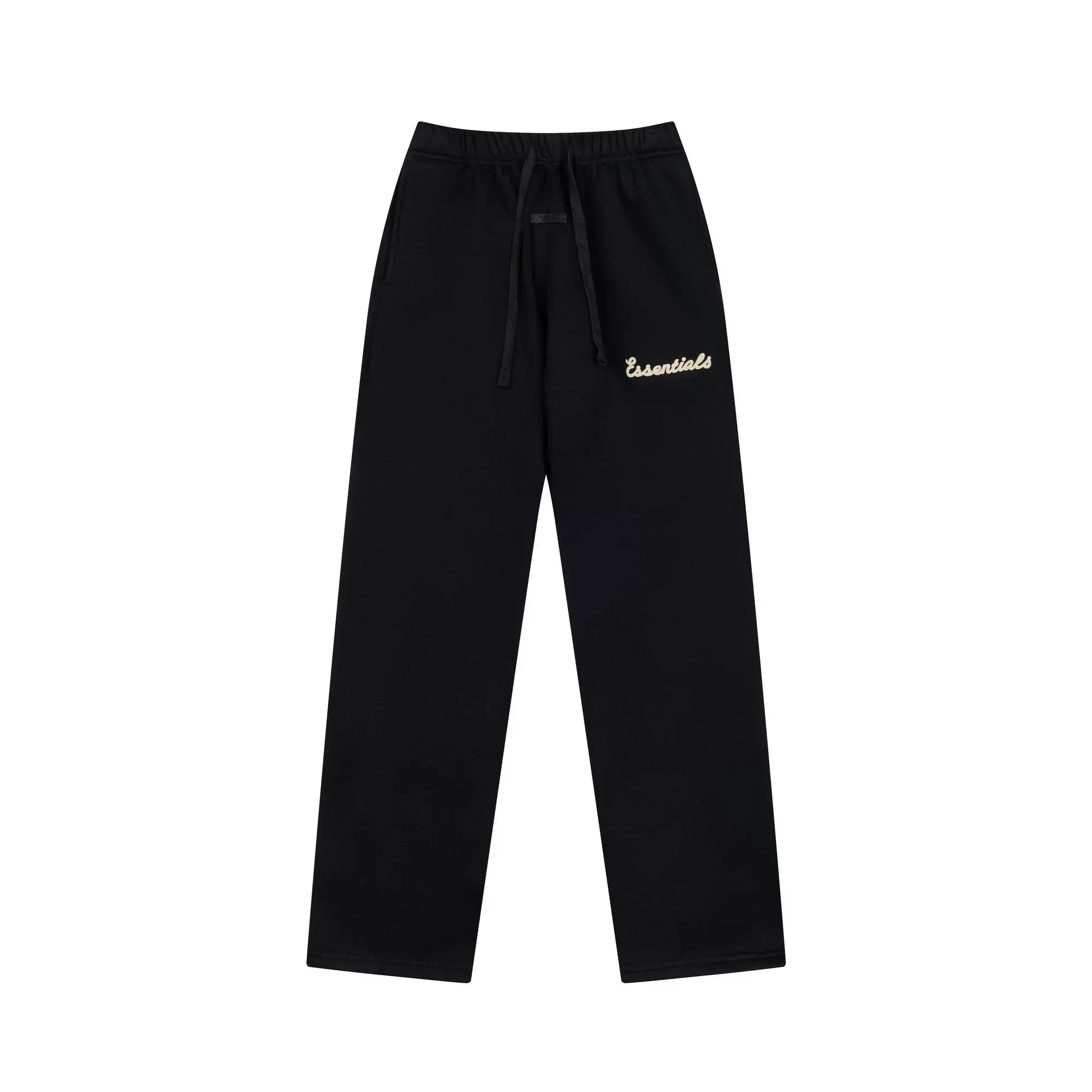 Fog Essentials Contrast Cream Logo Black Straight‑Leg Unisex Sweatpants