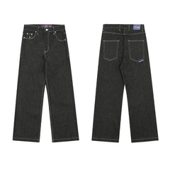 ADWYSD Contrast Stitch Denim Jeans - Dark Grey