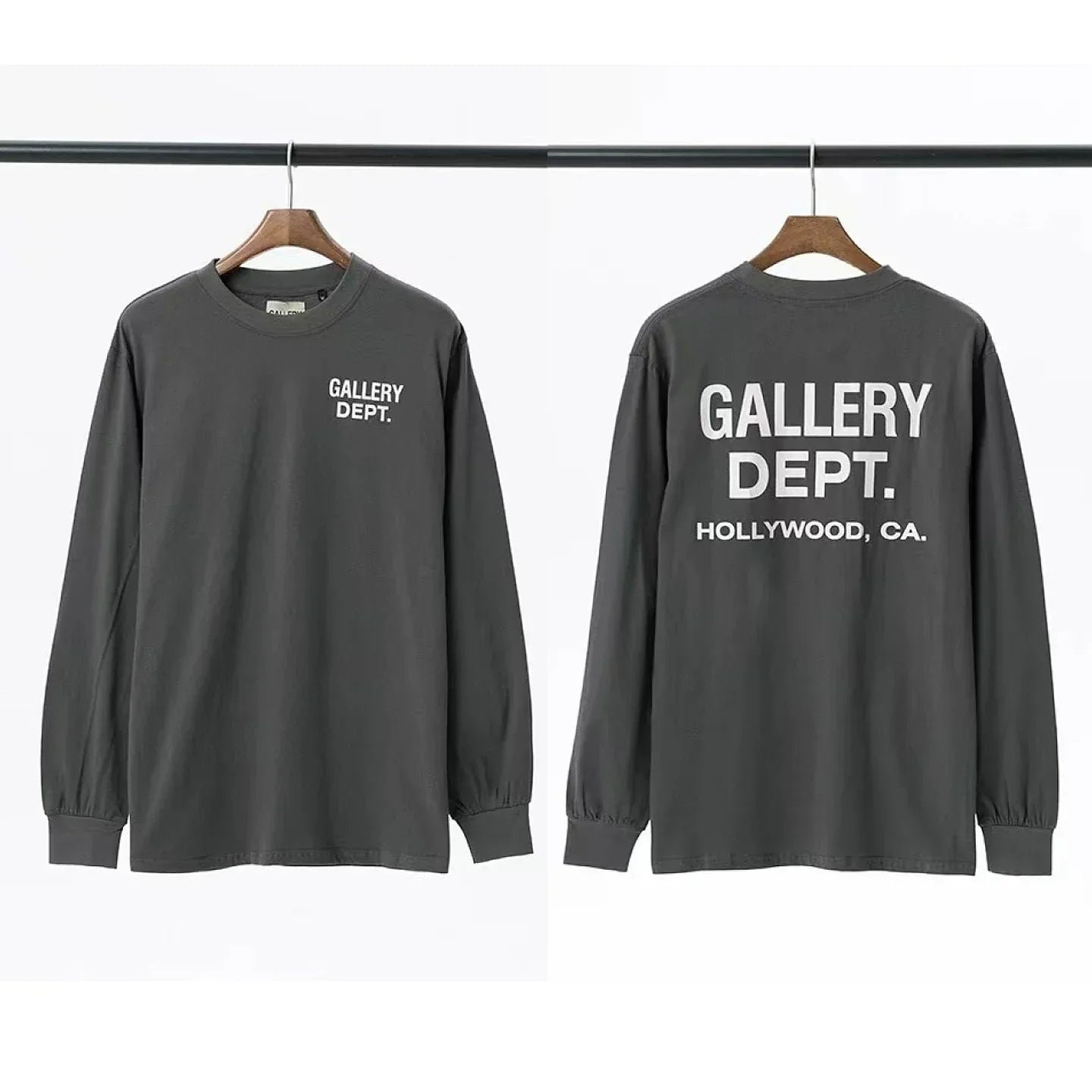 Gallery Dept. Hollywood Logo Long Sleeve T-Shirt - Charcoal Grey